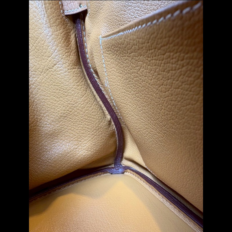 Hermes 銀釦餅乾色皮革柏金包 30 birkin-18
