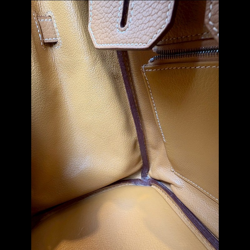 Hermes 銀釦餅乾色皮革柏金包 30 birkin-20