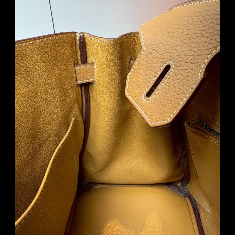 Hermes 銀釦餅乾色皮革柏金包 30 birkin-21