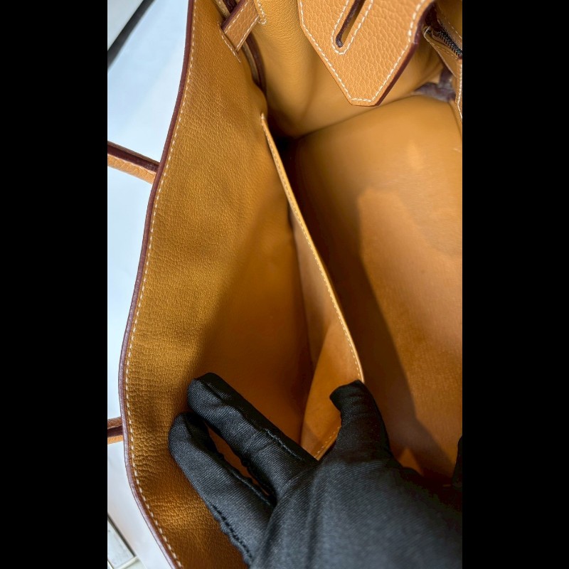 Hermes 銀釦餅乾色皮革柏金包 30 birkin-24