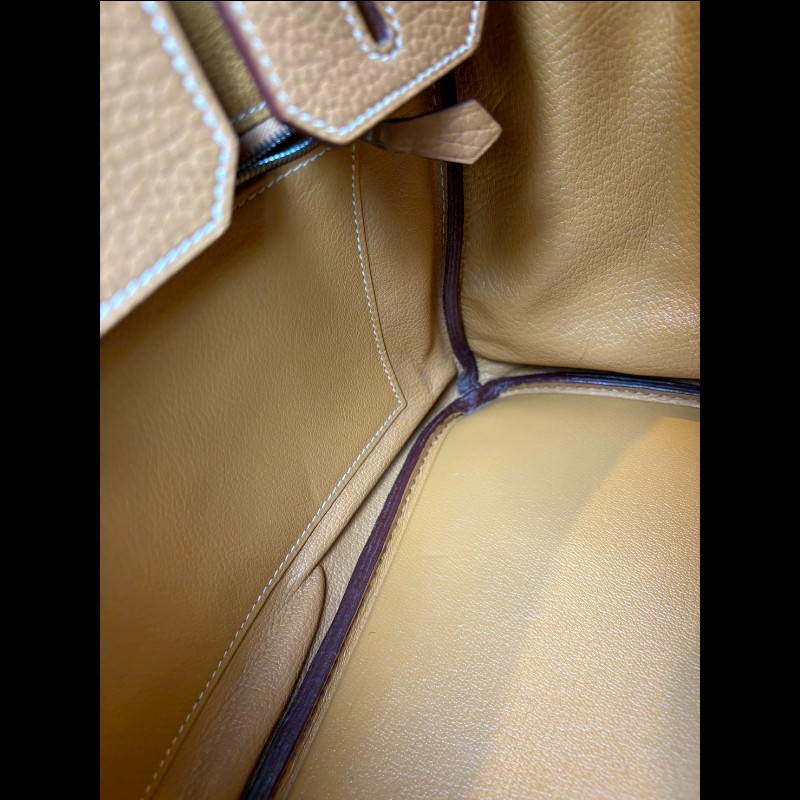 Hermes 銀釦餅乾色皮革柏金包 30 birkin-25