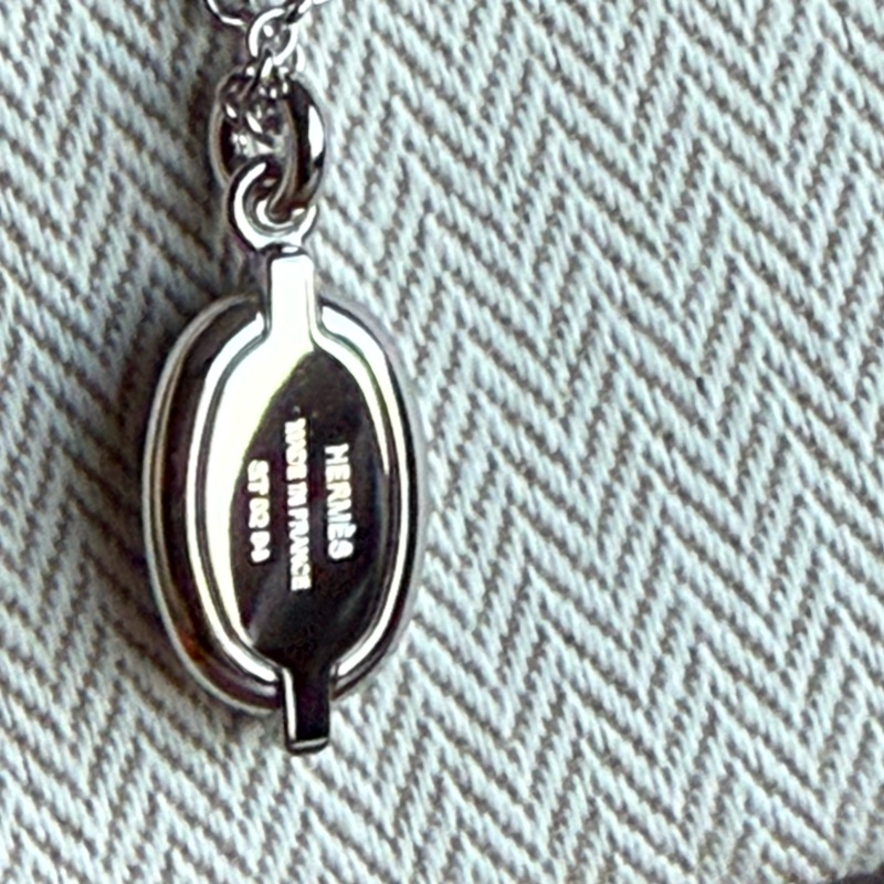 全新 現貨 🍊Hermes Mini Maillon pendant 豬鼻 頸鏈 項鍊 黑色x銀-3