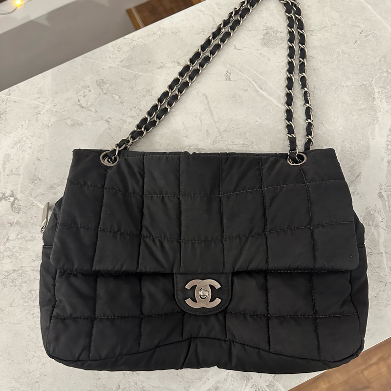 Chanel冰格二手尼龍古董斜背/肩背包-0