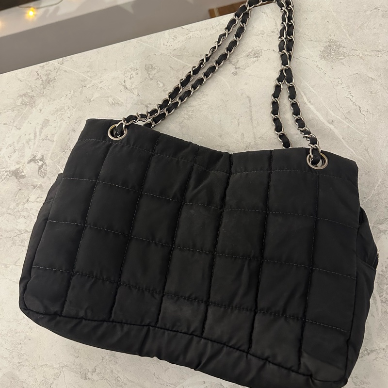 Chanel冰格二手尼龍古董斜背/肩背包-1