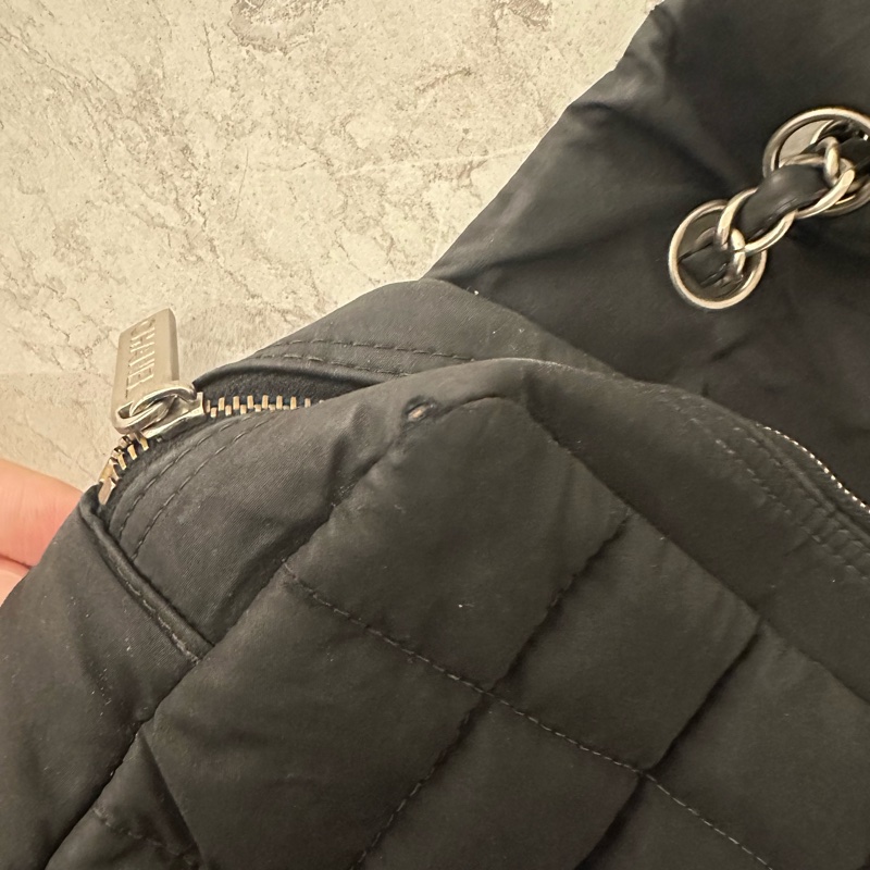 Chanel冰格二手尼龍古董斜背/肩背包-8