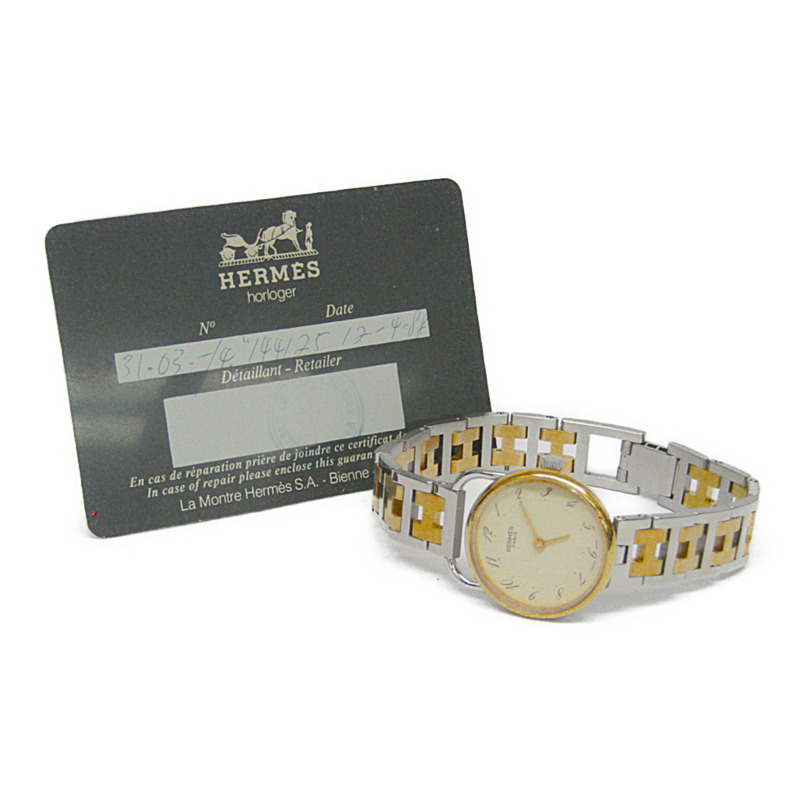 愛馬仕 Arceau 石英鍍金鋼女錶,拋光款-5