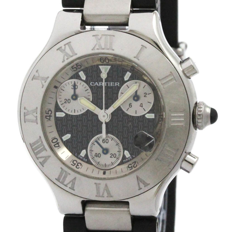 卡地亞 Must 21 Chronoscaph 精鋼石英男士腕錶 W10125U2 拋光-0