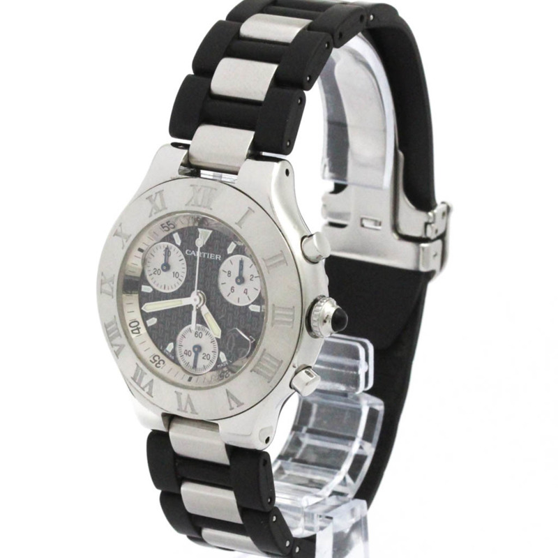卡地亞 Must 21 Chronoscaph 精鋼石英男士腕錶 W10125U2 拋光-1