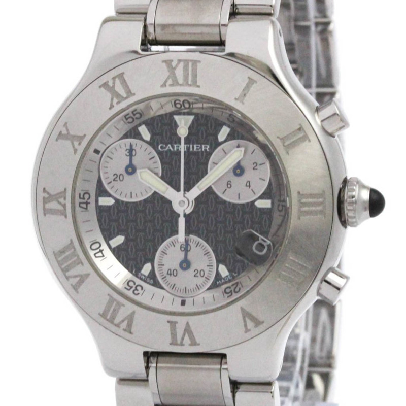 卡地亞 Must 21 Chronoscaph 精鋼石英男士腕錶 W10172T2 拋光-0