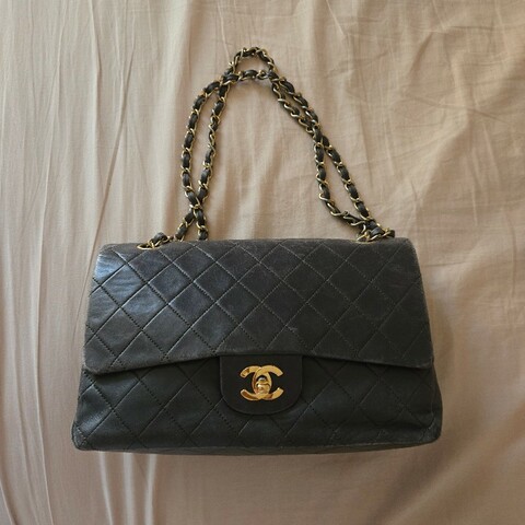 Chanel CF 25cm 中號 雙蓋 墨綠金釦