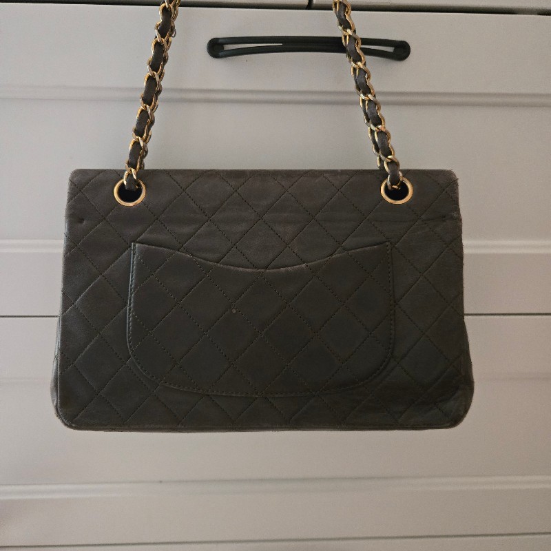 CHANEL 老香 COCO包 軍綠色 金釦-6