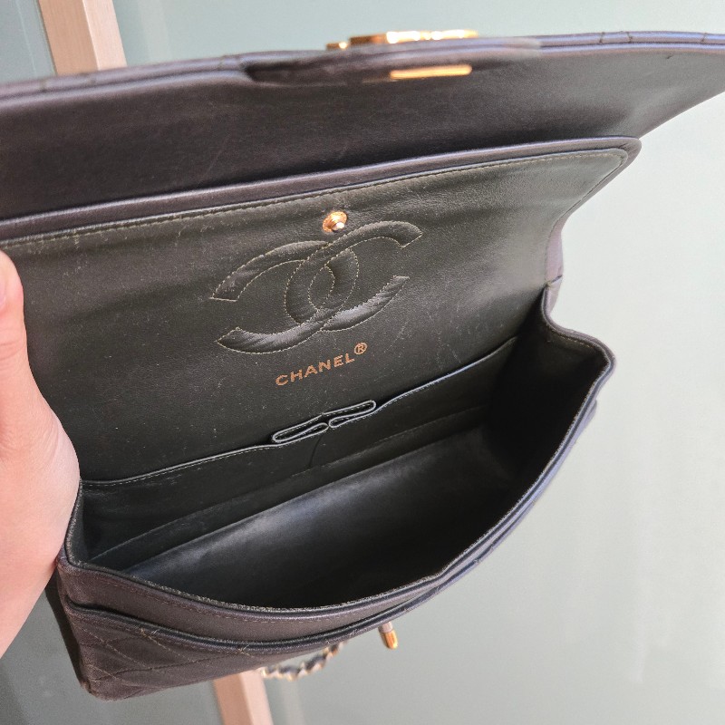 CHANEL 老香 COCO包 軍綠色 金釦-9