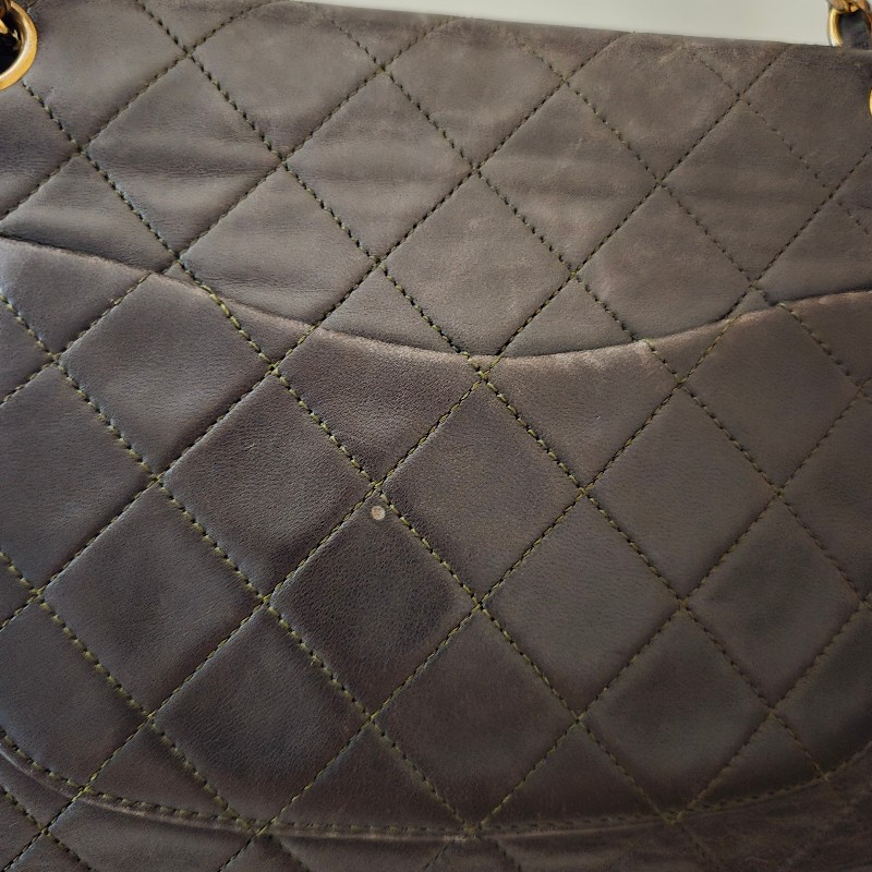 CHANEL 老香 COCO包 軍綠色 金釦-14