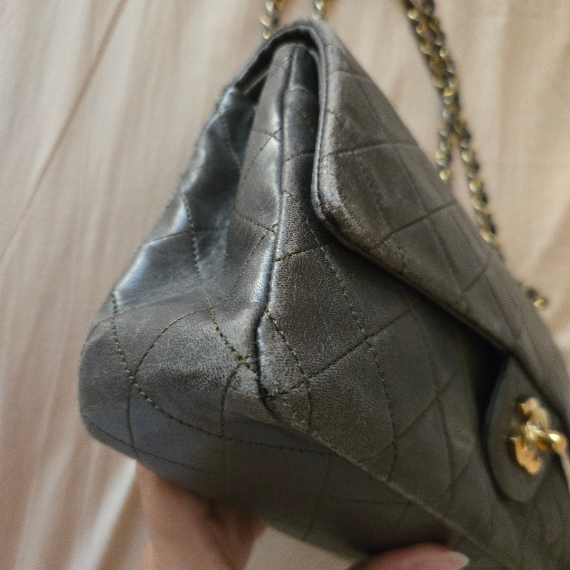 CHANEL 老香 COCO包 軍綠色 金釦-15