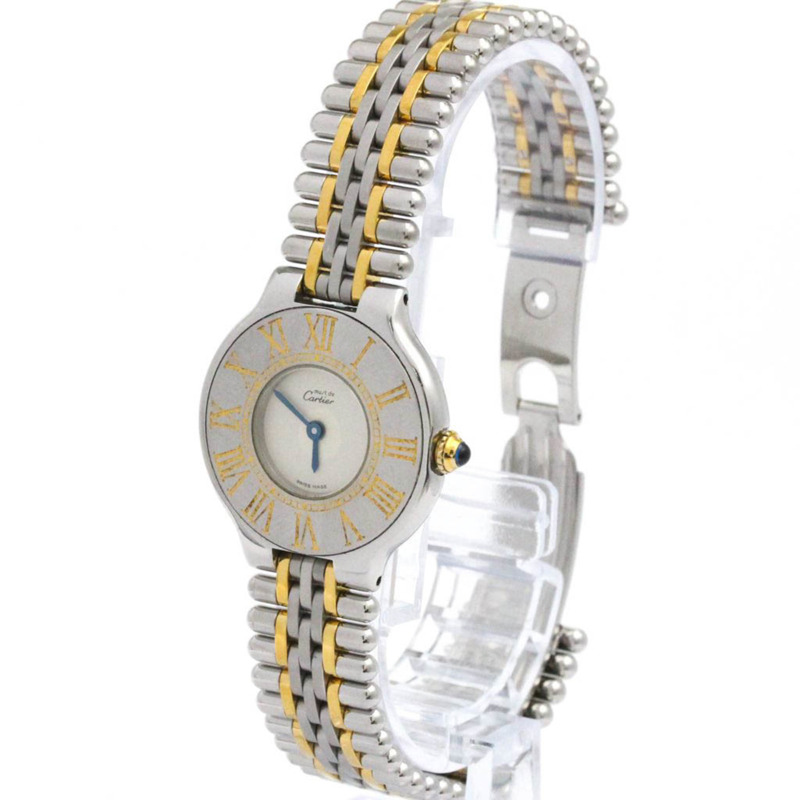 卡地亞 Must 21 鍍金精鋼石英女士腕錶 W10051F4 拋光-1