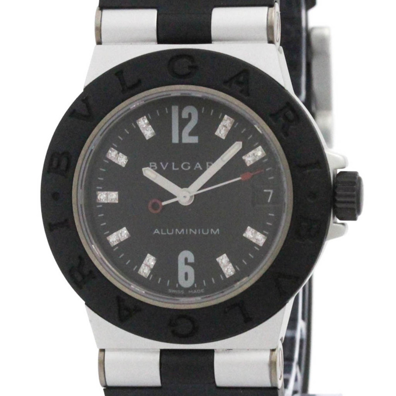 寶格麗鋁金屬鑲鑽橡膠石英女錶 AL32TA-0