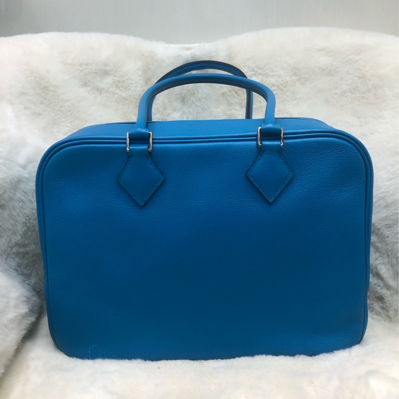 Hermes Plume 28 湖水藍大羽手袋 (A) XB892-0