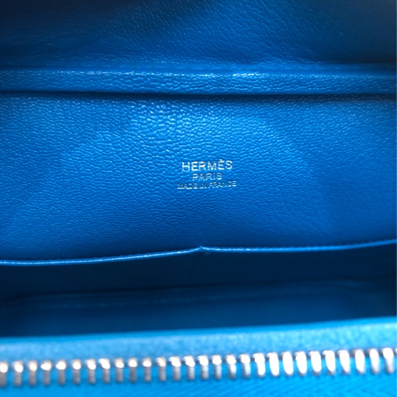 Hermes Plume 28 湖水藍大羽手袋 (A) XB892-17