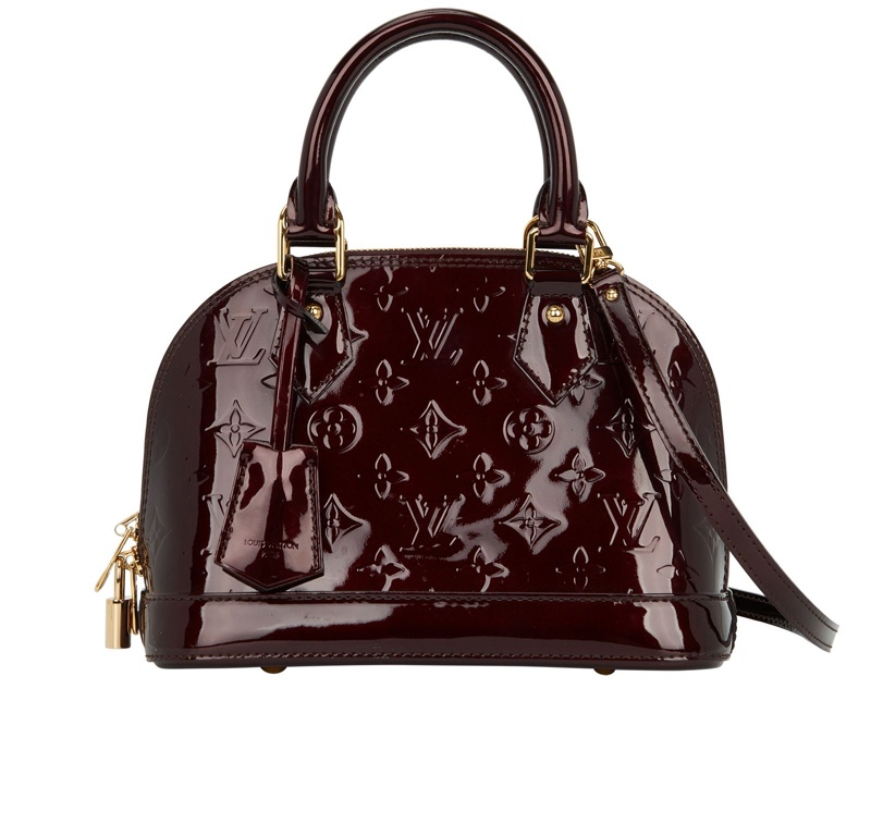 LV Alma bb 美拉德酒紅色漆皮貝殼包-0