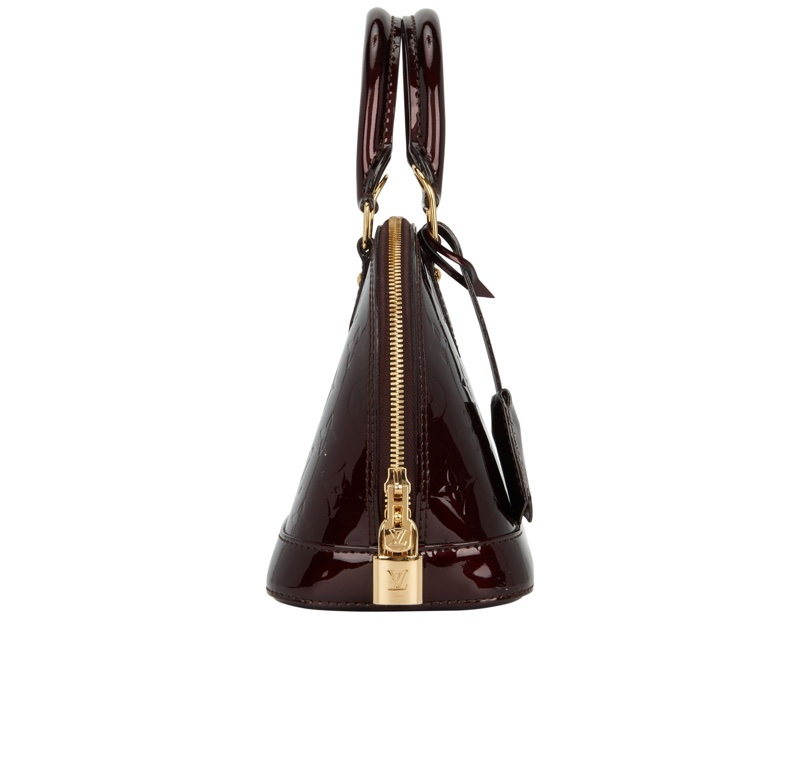 LV Alma bb 美拉德酒紅色漆皮貝殼包-3