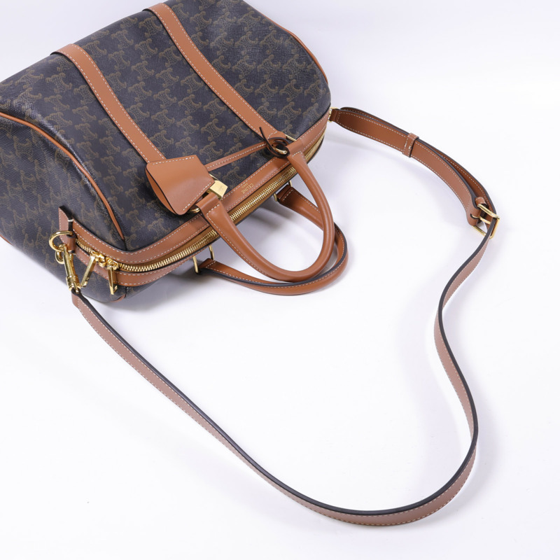 CELINE 塗層帆布Large Boston IN Triomphe金扣手挽肩背兩用袋-4