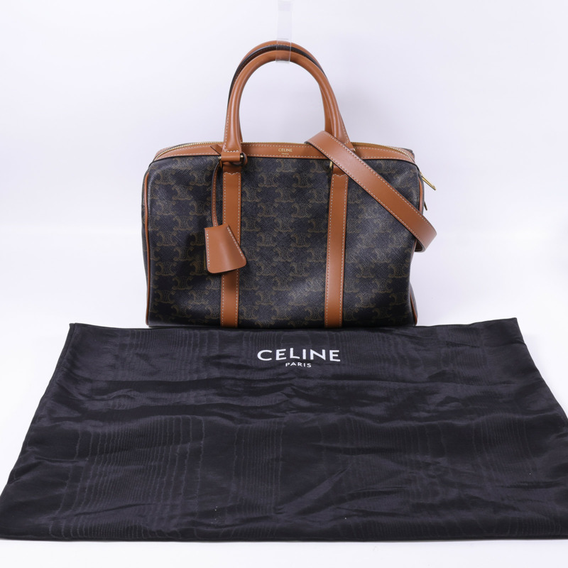 CELINE 塗層帆布Large Boston IN Triomphe金扣手挽肩背兩用袋-16