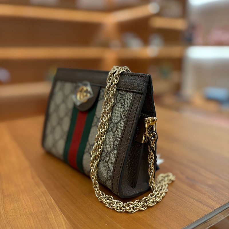 【現貨|快速出貨】GUCCI Ophidia GG Mini Bag|經典老花迷你包|復古綠紅織帶|斜背肩背兩用-2