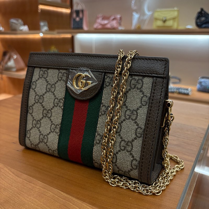 【現貨|快速出貨】GUCCI Ophidia GG Mini Bag|經典老花迷你包|復古綠紅織帶|斜背肩背兩用-3