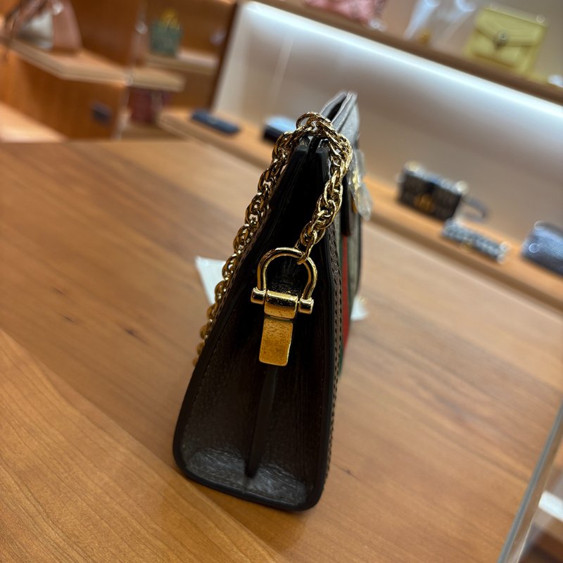 【現貨|快速出貨】GUCCI Ophidia GG Mini Bag|經典老花迷你包|復古綠紅織帶|斜背肩背兩用-4