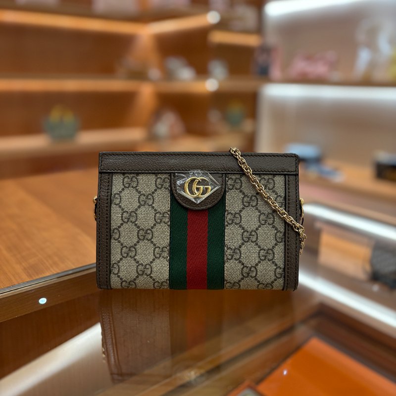 【現貨|快速出貨】GUCCI Ophidia GG Mini Bag|經典老花迷你包|復古綠紅織帶|斜背肩背兩用-6
