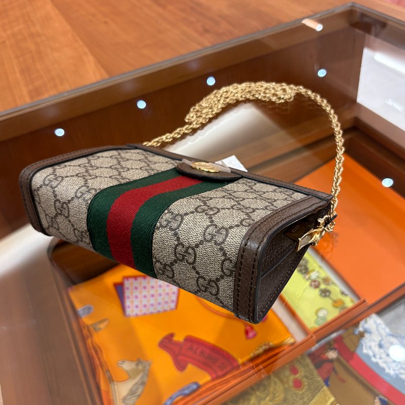 【現貨|快速出貨】GUCCI Ophidia GG Mini Bag|經典老花迷你包|復古綠紅織帶|斜背肩背兩用-11