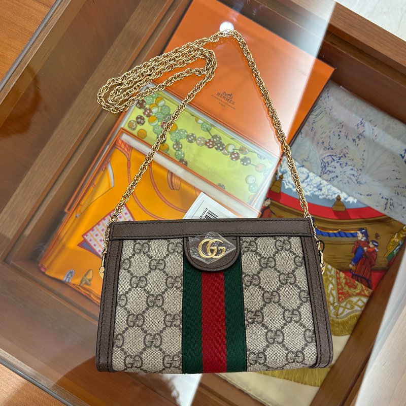 【現貨|快速出貨】GUCCI Ophidia GG Mini Bag|經典老花迷你包|復古綠紅織帶|斜背肩背兩用-17