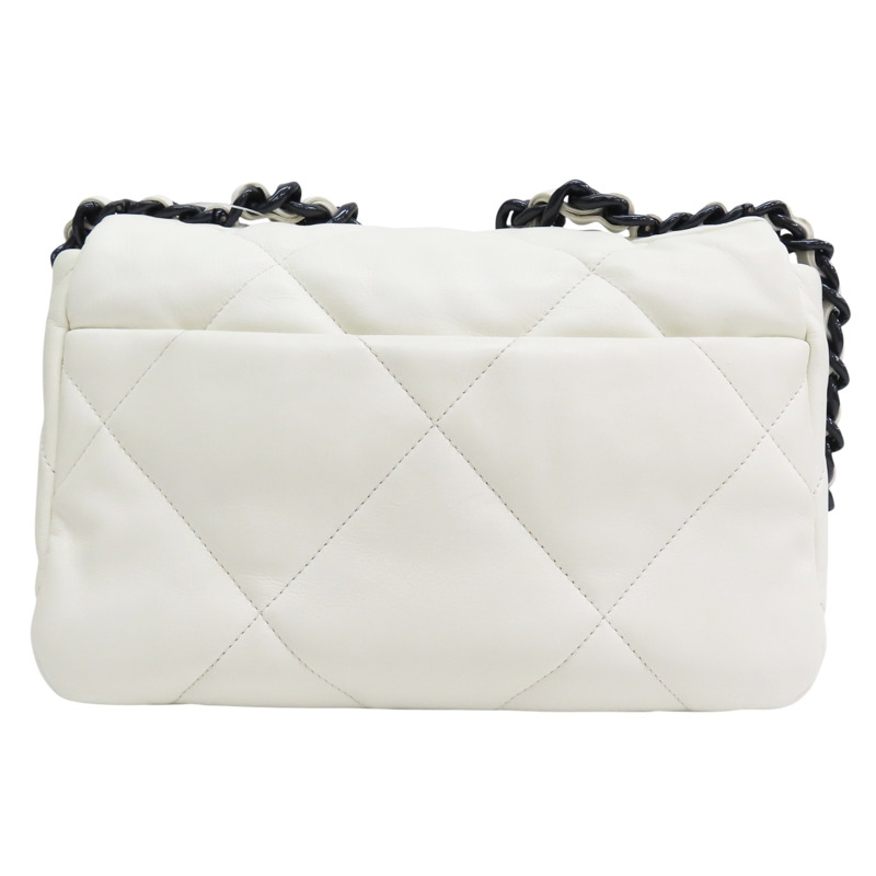 白色 羊皮 19包 26cm 鍊帶 肩背包【CHANEL 香奈兒】 AS1160-2