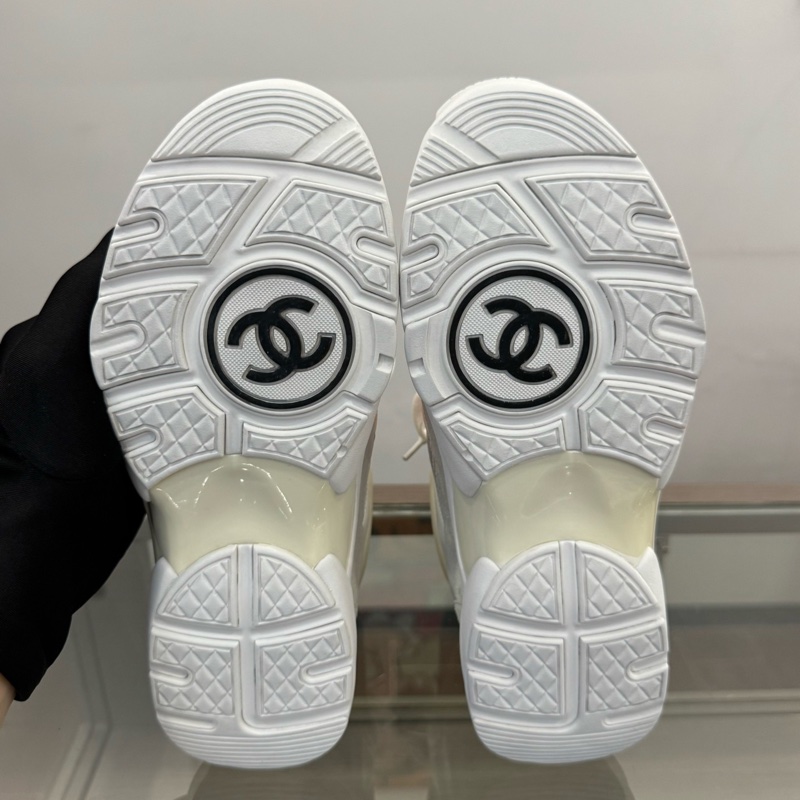 Chanel香奈兒 灰色麂皮拼粉色雙C女款運動鞋 37碼全新專櫃正品-13