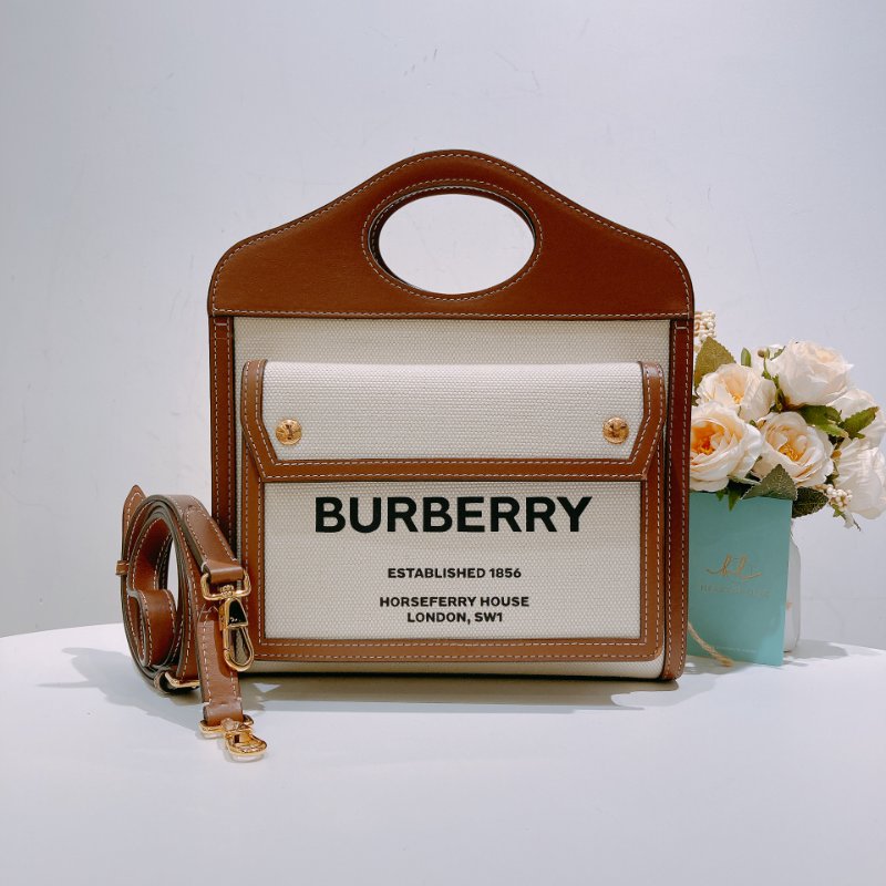 TW4535 Burberry 巴寶莉 迷你 雙拼色手提斜挎包 Mini Pocket Tote Bag-0