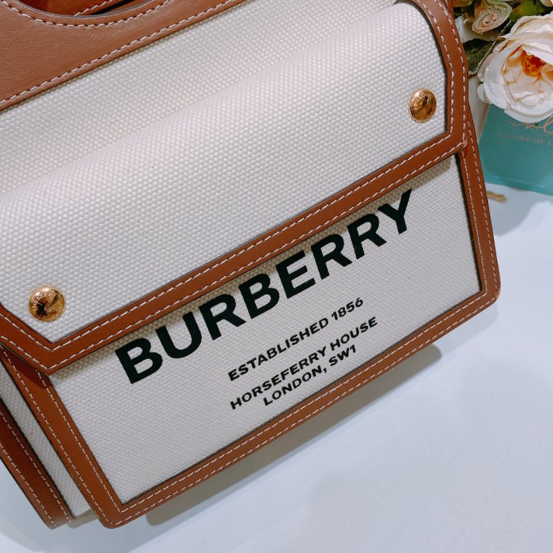 TW4535 Burberry 巴寶莉 迷你 雙拼色手提斜挎包 Mini Pocket Tote Bag-10