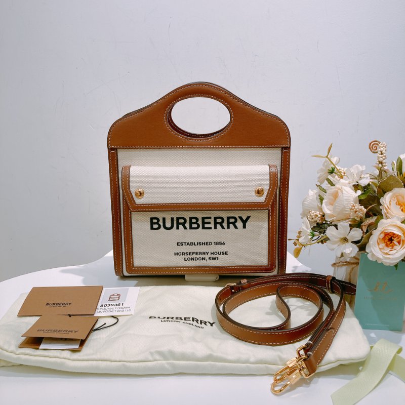 TW4535 Burberry 巴寶莉 迷你 雙拼色手提斜挎包 Mini Pocket Tote Bag-19