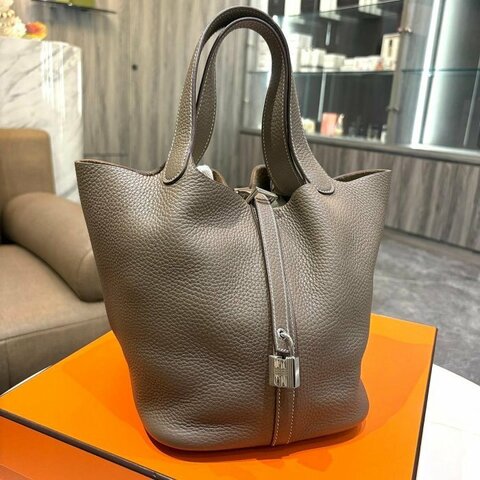 *SHIHNA名牌精品*HERMÈS 愛馬仕Picotin 大象灰銀 22cm Y刻