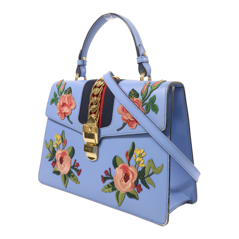 GUCCI 牛皮皮革Sylvie Medium金扣手挽肩背兩用袋-2