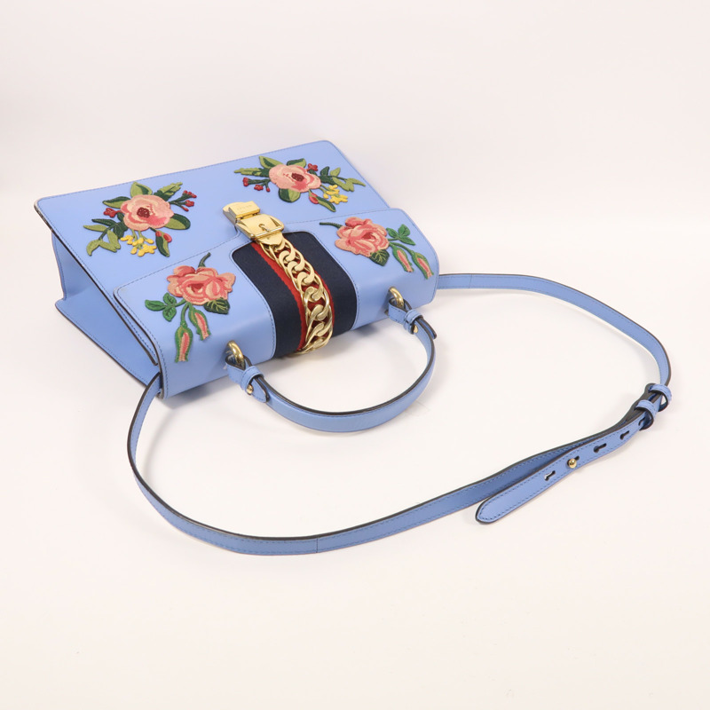 GUCCI 牛皮皮革Sylvie Medium金扣手挽肩背兩用袋-7