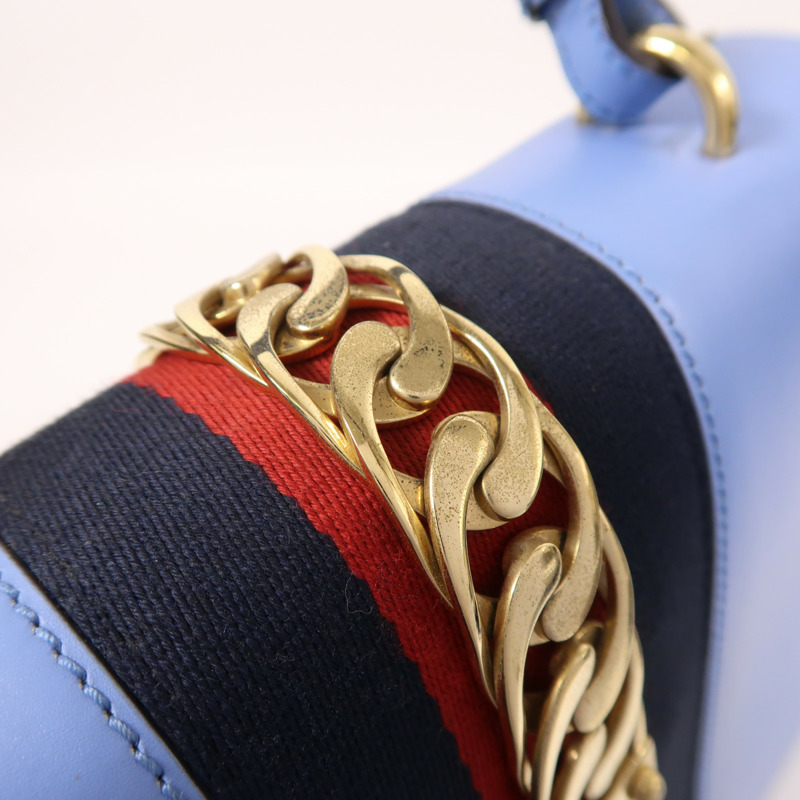 GUCCI 牛皮皮革Sylvie Medium金扣手挽肩背兩用袋-15