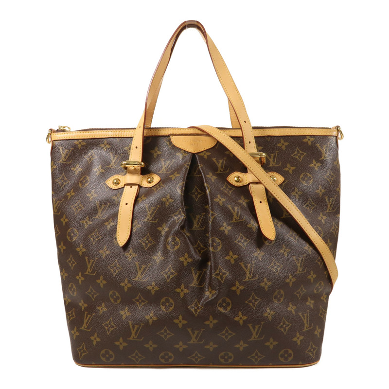 LOUIS VUITTON Monogram Palermo GM金扣手挽肩背兩用袋棕色-0