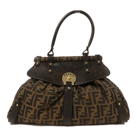 FENDI 帆布/牛皮皮革Hand Bag金扣手挽袋