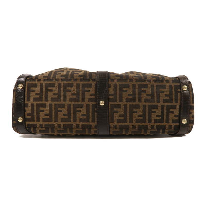 FENDI 帆布/牛皮皮革Hand Bag金扣手挽袋-3