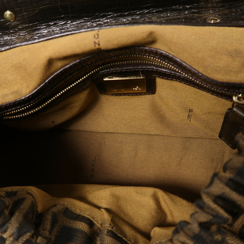 FENDI 帆布/牛皮皮革Hand Bag金扣手挽袋-4