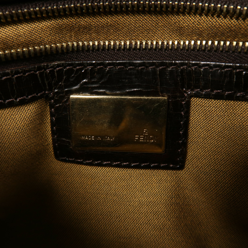 FENDI 帆布/牛皮皮革Hand Bag金扣手挽袋-5