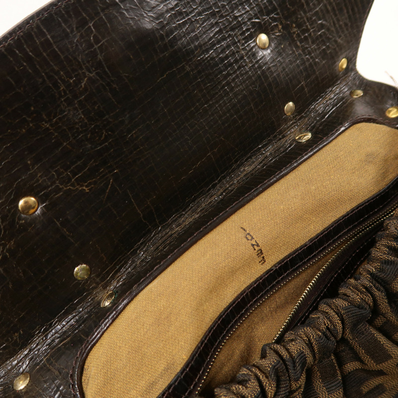 FENDI 帆布/牛皮皮革Hand Bag金扣手挽袋-15