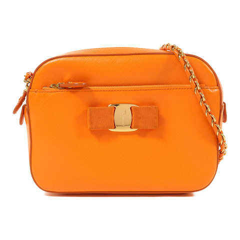 Salvatore Ferragamo 牛皮皮革Chain Shoulder金扣鏈帶肩背袋