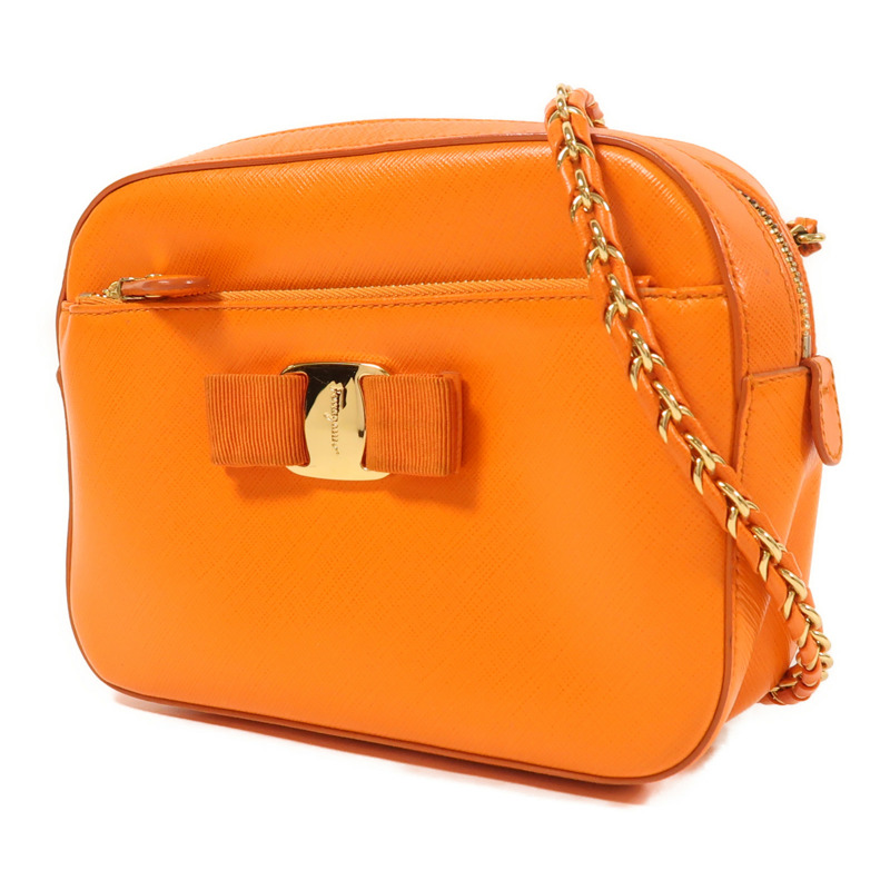 Salvatore Ferragamo 牛皮皮革Chain Shoulder金扣鏈帶肩背袋-2