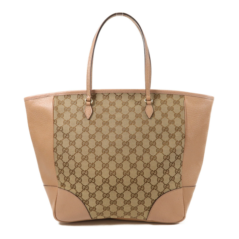 GUCCI 帆布/皮革Tote Bag金扣肩背袋-1